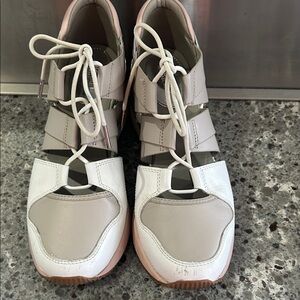 Michael Kors Beige, White & Blush Cutout Lace-Up Sneakers